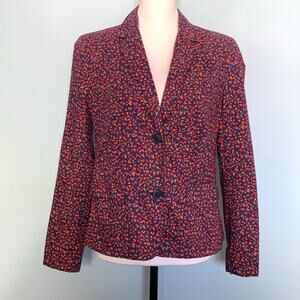 GAP Navy Blue Flower Print Boyfriend Blazer Size 4